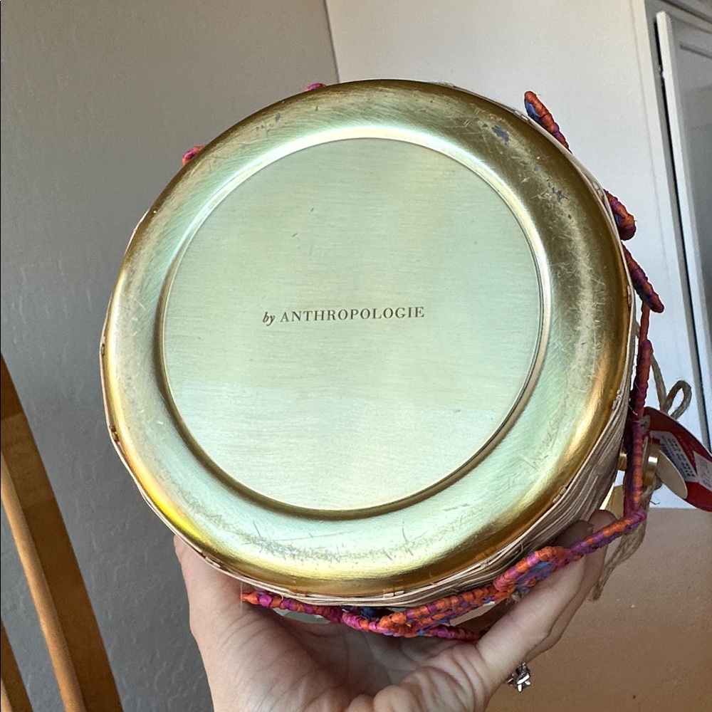 Anthropologie Gold Woven Floral Ice Bucket - Picture 10 of 10